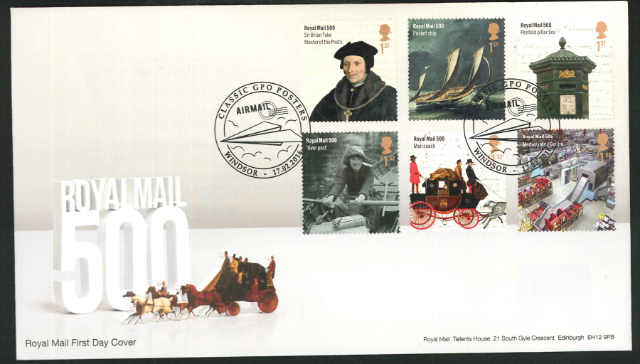 2016 - Royal Mail 500 Years First Day Cover Set - Classic GPO Posters Windsor Postmark